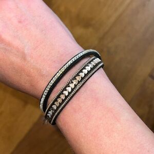 Leather Black and Rose Gold Chain Diamond Braided Bracelet – Elegant and Unique 
